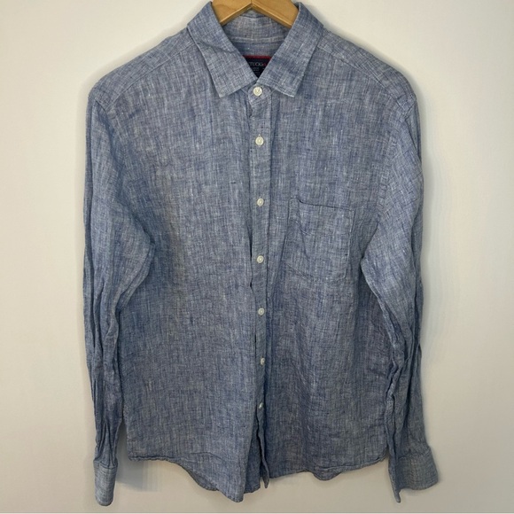 UNTUCKit Other - UNTUCKit Men’s Slim Fit 100% Linen Blue Shirt, Sz L, Button Down Collar